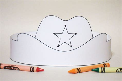 cowboy hat paper crown color   printable etsy cowboy birthday