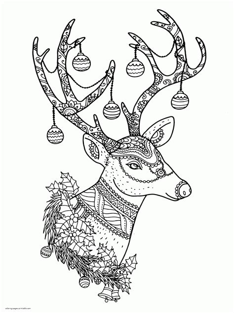 christmas reindeer colouring pages  adults