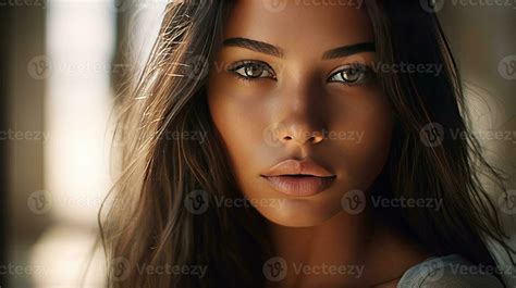 A Beautiful Girl With Smooth Tanned Skin And Tender Generative Ai