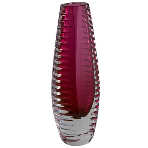 A Heavy Murano Sommerso Glass Vase In Ribbed Pink Vase At 1stdibs