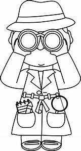 Detective Binoculars Spy Clipart Clip Kid Kids Theme Girl Agent Detectives Secret Party Classroom Coloring Drawing School Printable Greatest Outline sketch template