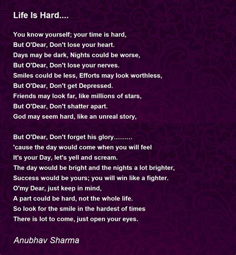 life  hard life  hard poem  anubhav sharma