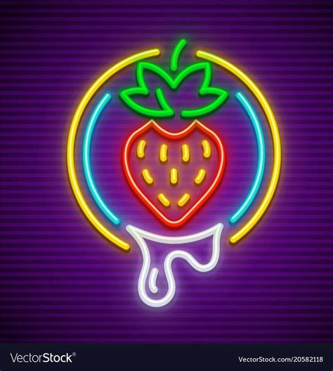 strawberry neon sign vector image on with images neon