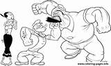 Popeye Coloring Pages Bluto Punching Drawing E195 Printable Sailor Prints Cartoons Book Color Getdrawings sketch template