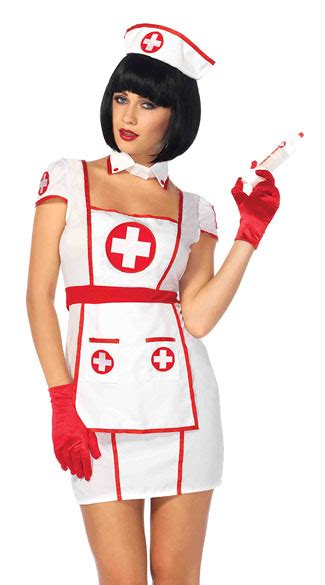 Hospital Heartbreaker Costume Sexy Nurse Costume White And Red Nurse