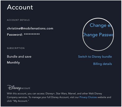 change  disney  password imore
