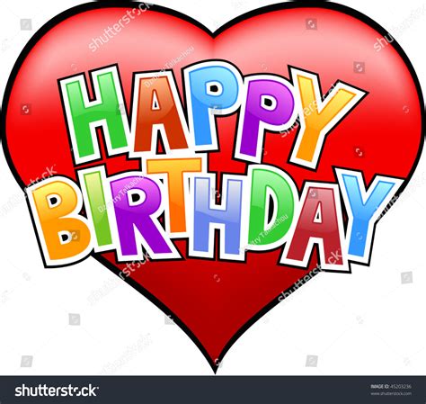 Happy Birthday Letters On Heart Isolated Stock Vector