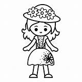 Hat Girl Coloring Pages Template sketch template