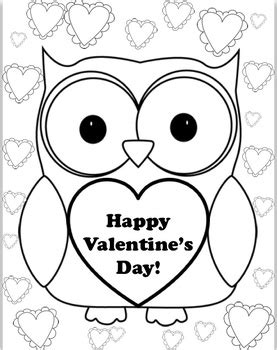 valentines owl coloring page  mandy nicholas tpt