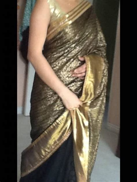 Black Net Gold Sequins Saree Aishwarya Rai Filmfare
