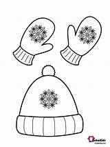 Gloves Coloring Hat Winter Printable Hats Cartoon Pages Choose Board January sketch template