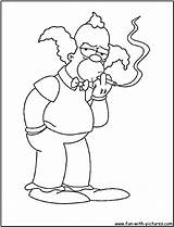 Krusty Simpson Bart Pintar Coloriage Fume Simpons Pennywise Silueta Coloringfolder sketch template