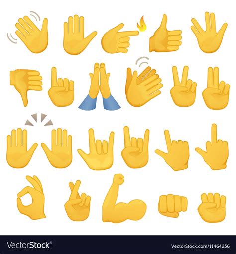 set  hands icons  symbols emoji hand icons vector image