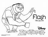 Zootopia Sloth Characters sketch template