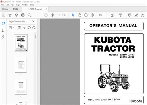 kubota ll ll tractor operators manual   heydownloads manual