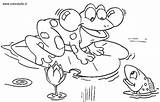 Frosch Grenouille Dessin Coloriage Poisson Anfibi Fisch Regarde Tiere Ausmalbild Imprimer Malvorlage Ranas Colorier Primavera Coloratutto sketch template