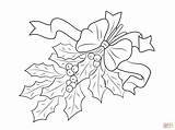 Holly Coloring Christmas Pages Bow Printable Berry Orchid Drawing Leaf Flower Berries Leaves Getcolorings Getdrawings Template Color Templates Tree Popular sketch template