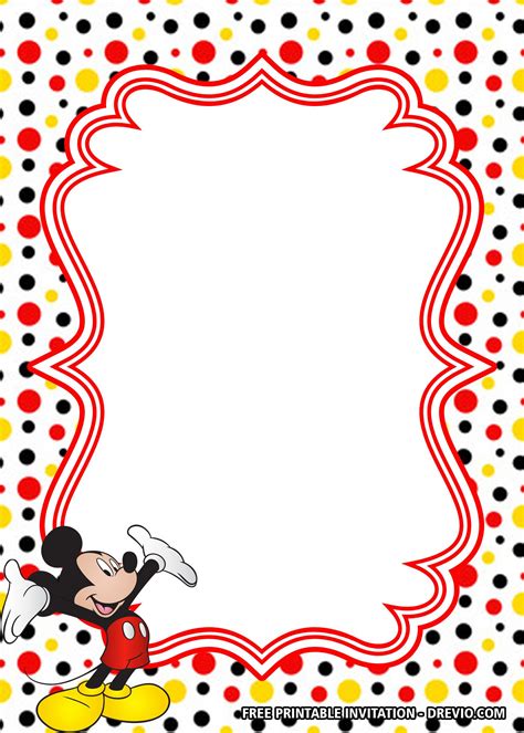 printable blank mickey mouse invitation template  calendar printable