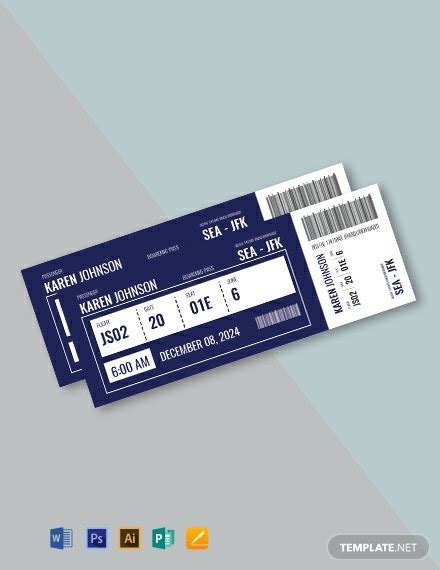 plane ticket template illustrator word apple pages psd publisher