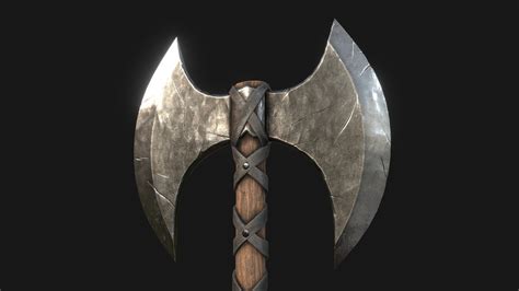 viking  handed double bladed battle axe buy royalty   model  chuwakcz abf