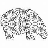 Geometric Coloring Pages Animal Hippopotamus Printable Book Just Thecottagemarket sketch template