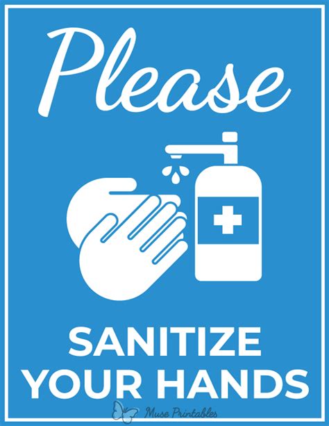 printable sanitize  hands sign