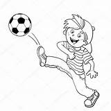 Soccer Bola Futebol Kicking Menino Pallone Chutando sketch template