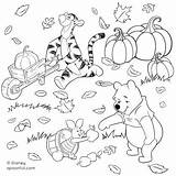 Coloring Pages Fall Pooh Winnie Disney Thanksgiving Autumn Halloween Coloriage Printable Sheets Kids Colouring Print Color Coloriages Cartoon Bear Books sketch template
