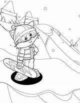 Snowboarding Coloring Pages Handipoints Snowboard Primarygames Getdrawings Cat sketch template