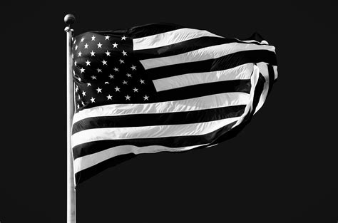 black  white american flag photograph  steven michael