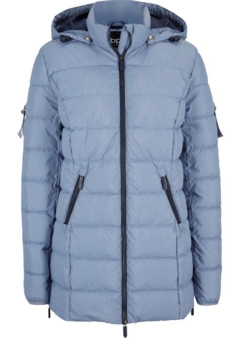 licht gewatteerde jas  de wijdte verstelbaar met contrastkleurige ritsdetails mat blauw
