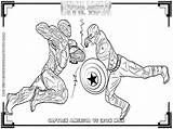 Captain Coloring America Pages Lego Spiderman Civil War Man Printable Drawing Fighting Bad Realistic Guy Kids Avengers Vs Ironman Hulk sketch template