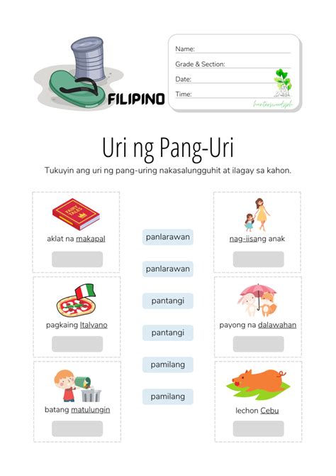 uri ng panghalip worksheet grade 1 printable worksheets and pang uri