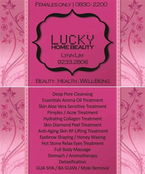 business card lucky spa anti aging skin products deep pore