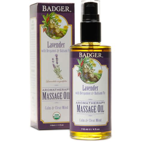 lavender aromatherapy massage oil 4oz badger organic skin care