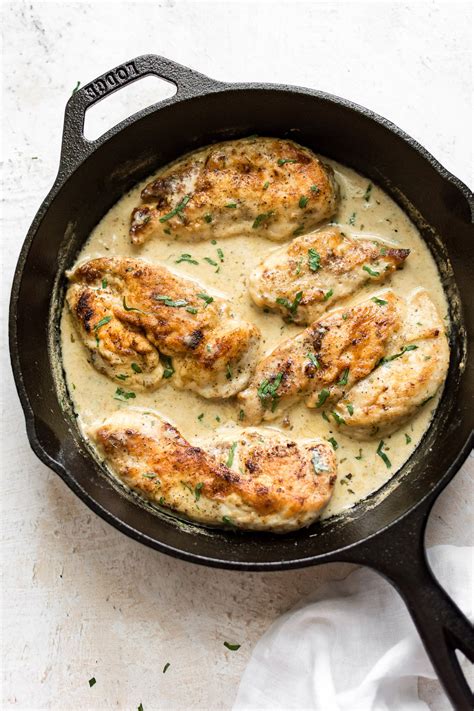 creamy chicken  white wine sauce salt lavender