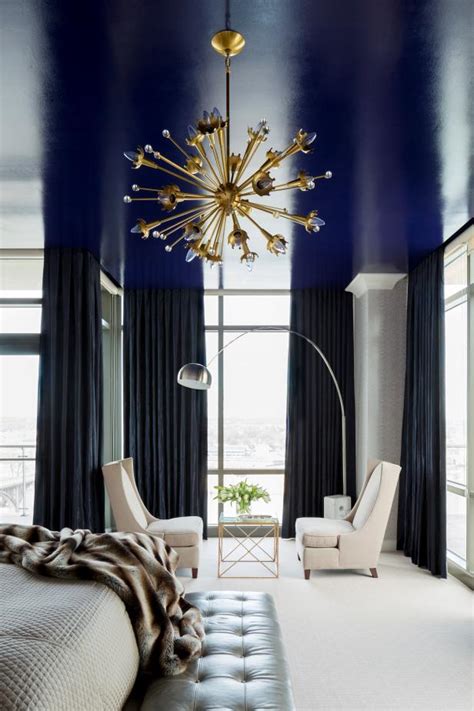 contemporary bedroom  royal blue ceiling hgtv