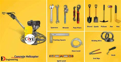 important engineering construction tools  pieces  equipment