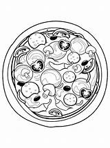 Salami Champignons Mushrooms Kleurplaat Pilze Malvorlage sketch template