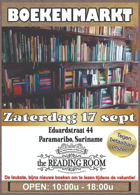 boekenwinkel  reading room houdt boekenmarkt op  september dagblad suriname