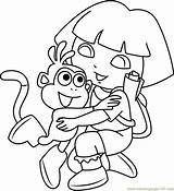 Dora Coloring Hug Monkey Hugging Pages Explorer Kids Cartoon Coloringpages101 Categories sketch template