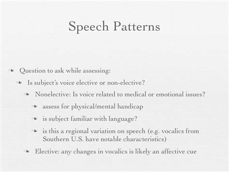 speech patterns question