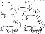 Nachzeichnen Skorpion Einfache Wueste Charakter Coolen sketch template