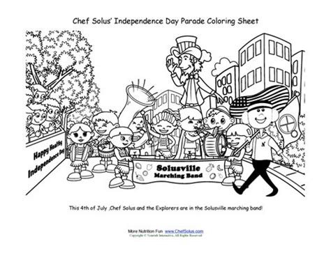 chef solus independence day parade coloring page fourth  july day theme