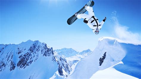 extreme snow snowboarding sports winter landscapes man mountains sky surfboard joy fun wallpaper