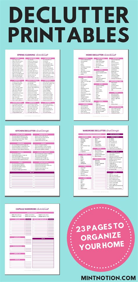 declutter  home binder printables declutter checklist declutter