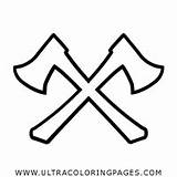 Coloring Crossed Axes Pages Weapons sketch template
