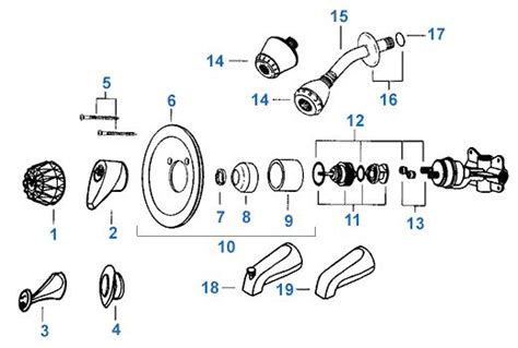 american standard shower parts diagram