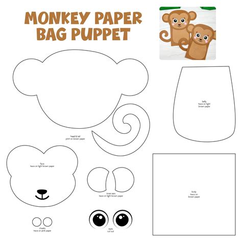 printable paper bag puppet template paper bag puppets paper bag