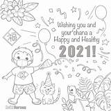 Happy Year Coloring Flyer Sheet sketch template
